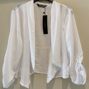 Cropped White Draped Blazer